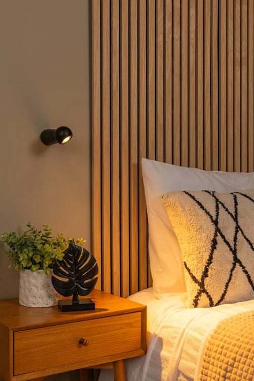 Lucide IPSOS - Applique murale Salle de bains - LED - 1x6W 2700K - IP54 - Noir - ambiance 1